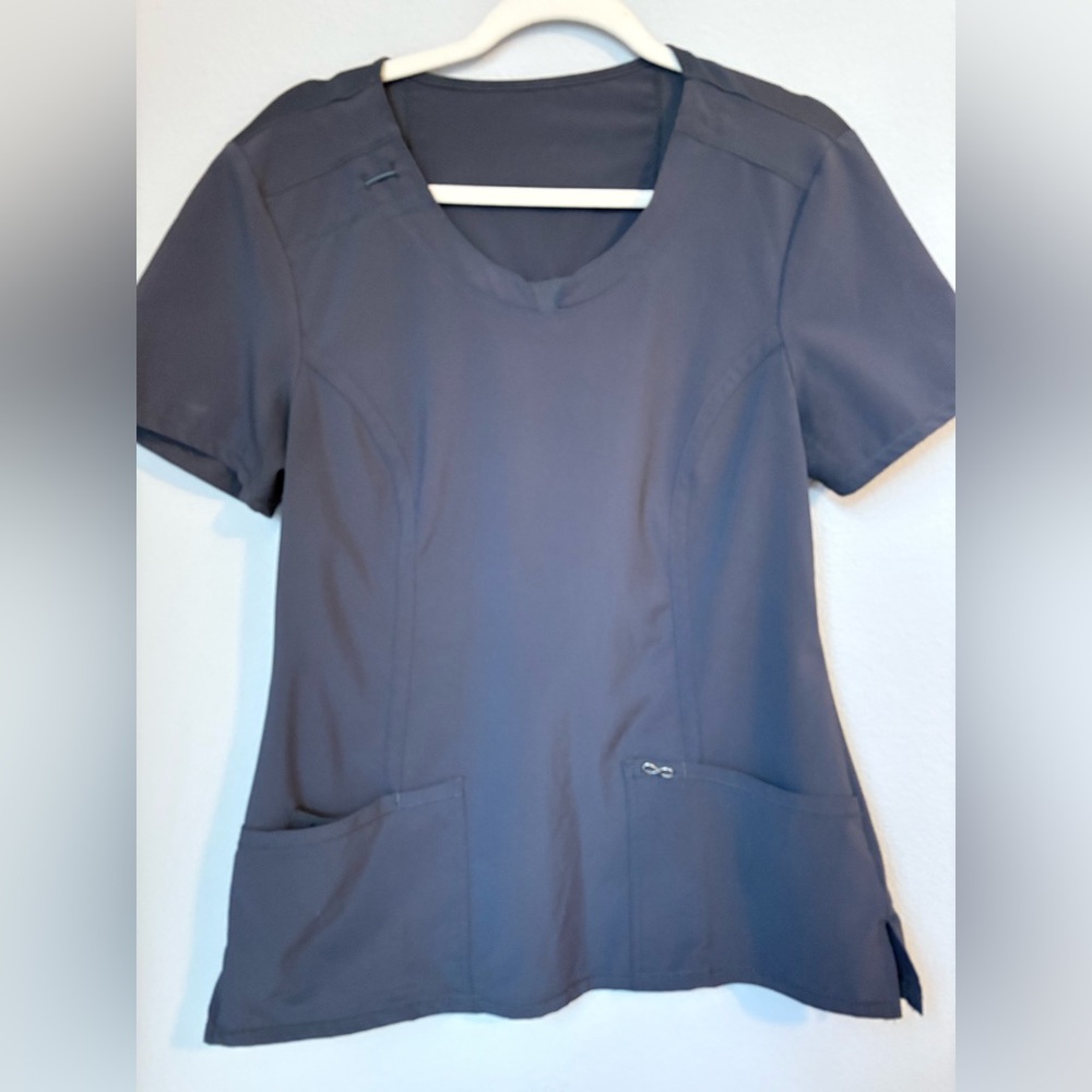 Women's Split Round Neck Solid Scrub Top